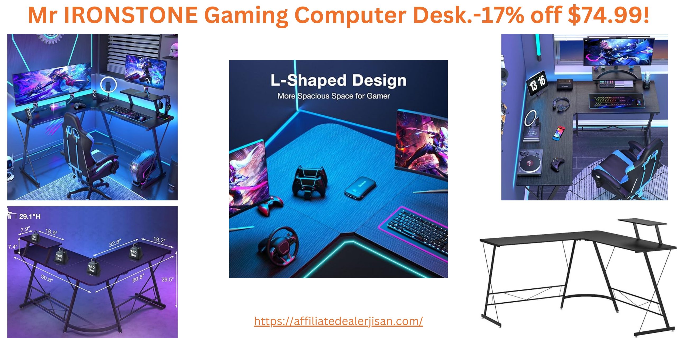 Mr IRONSTONE Gaming Computer Desk