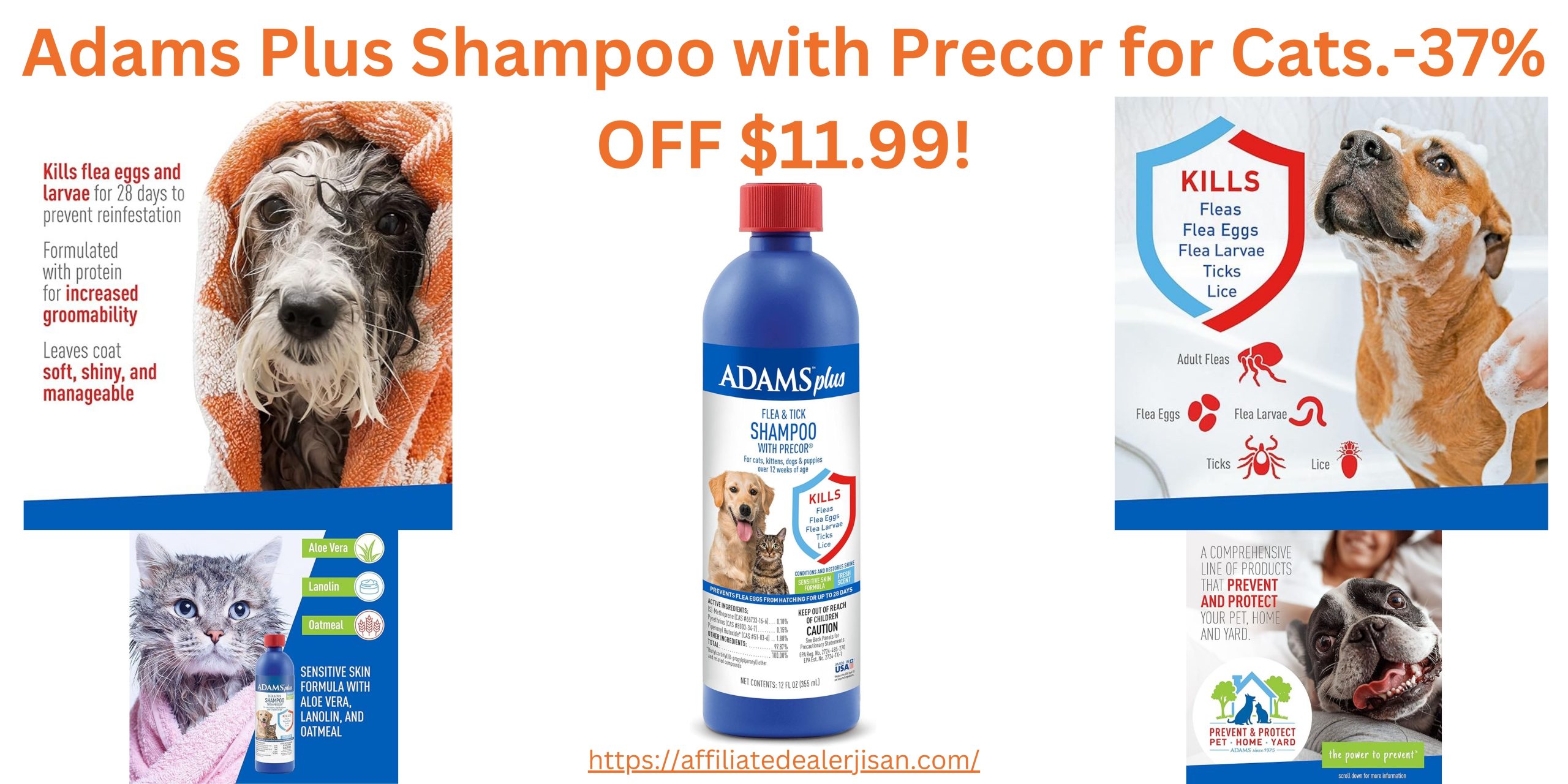 Adams Plus Shampoo with Precor for Cats